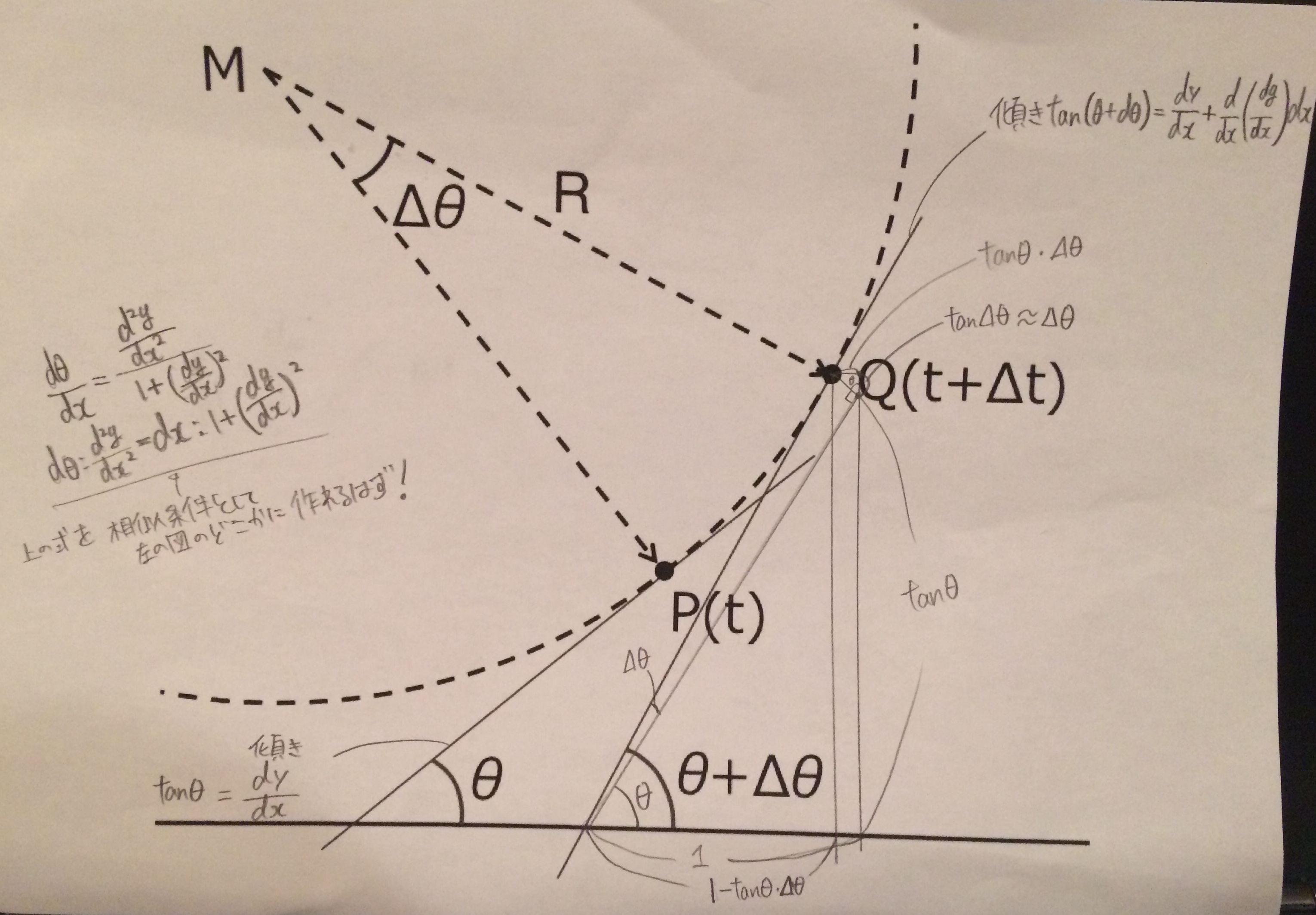 C 曲率半径を求めたいが 計算式がわからなかったので他の計算方法で求めたいです Teratail