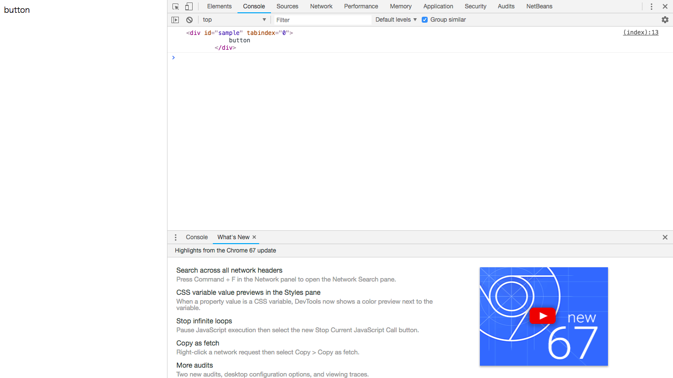 Javascript Tabindexを設定した擬似ボタン Div要素 をfocus状態且つenterキー操作で実行する方法 Teratail